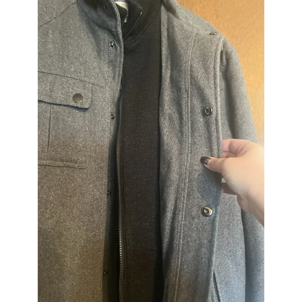Michael Kors Wool Blend Jacket Men's Size L Gray‎  Utility Coat Jacket- EUC